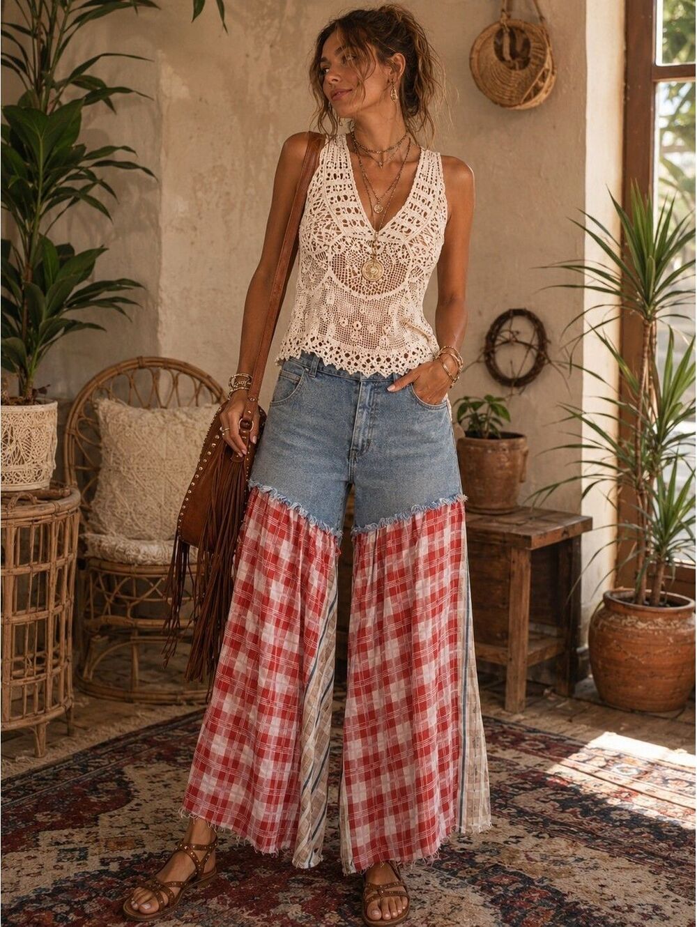 Oli and Hali flare patchwork jeans